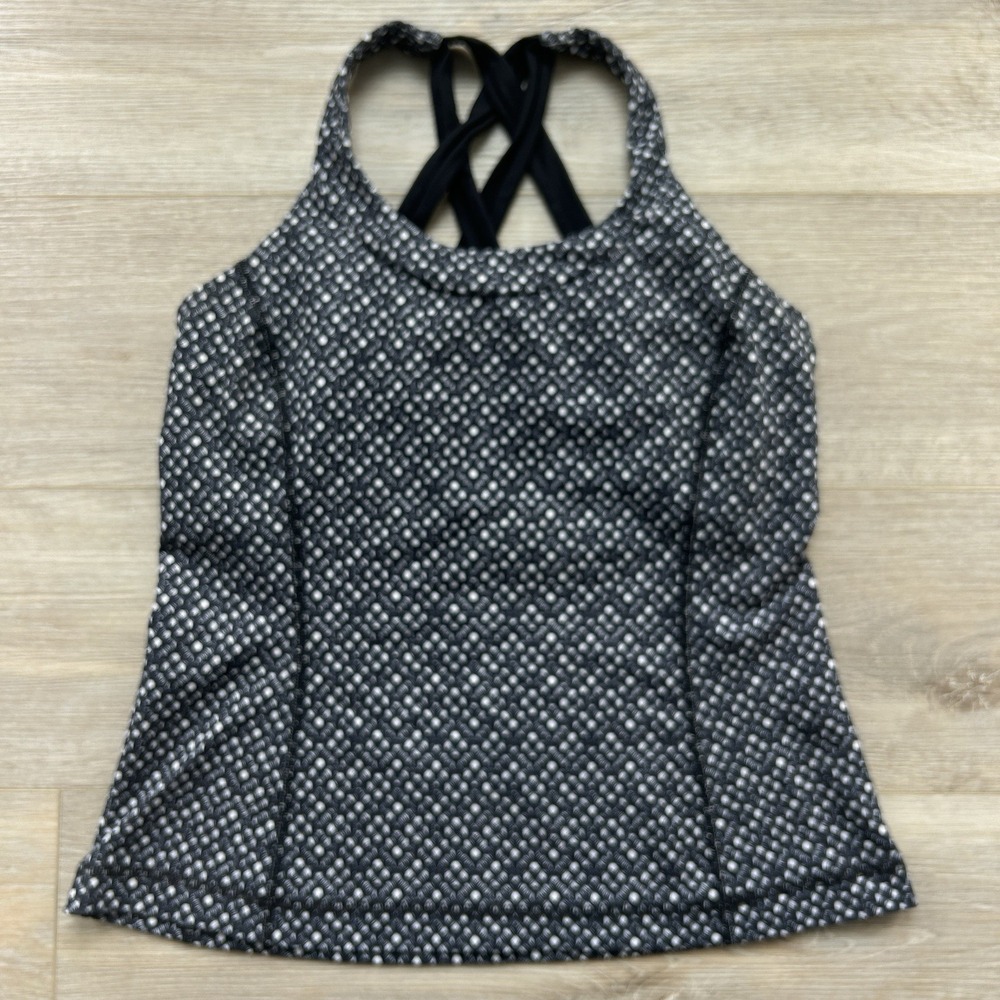 Lululemon Enhearten‎ Tank Top Womens 10 Black Millie Mesh Yoga  Strappy Athletic